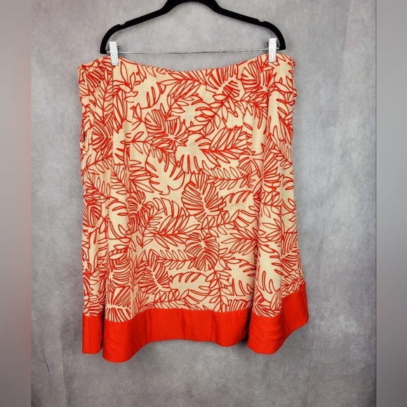 Lane Bryant Linen Cotton Women's‎  orange beige Floral  Skirt Size 24 Plus - Picture 6 of 14